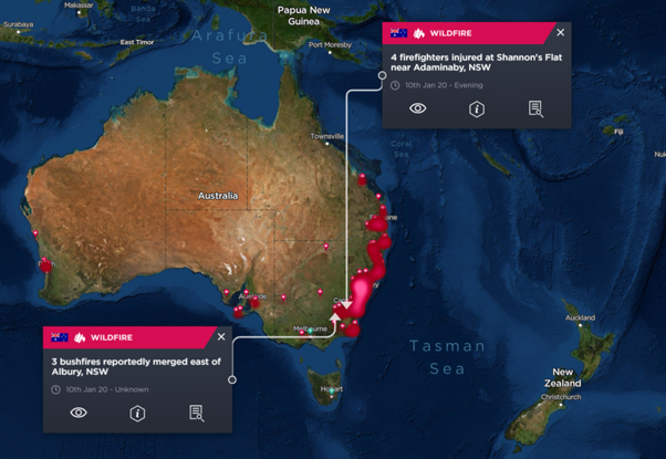 Heat map of the bushfire crisis across Australia in 2019/2020